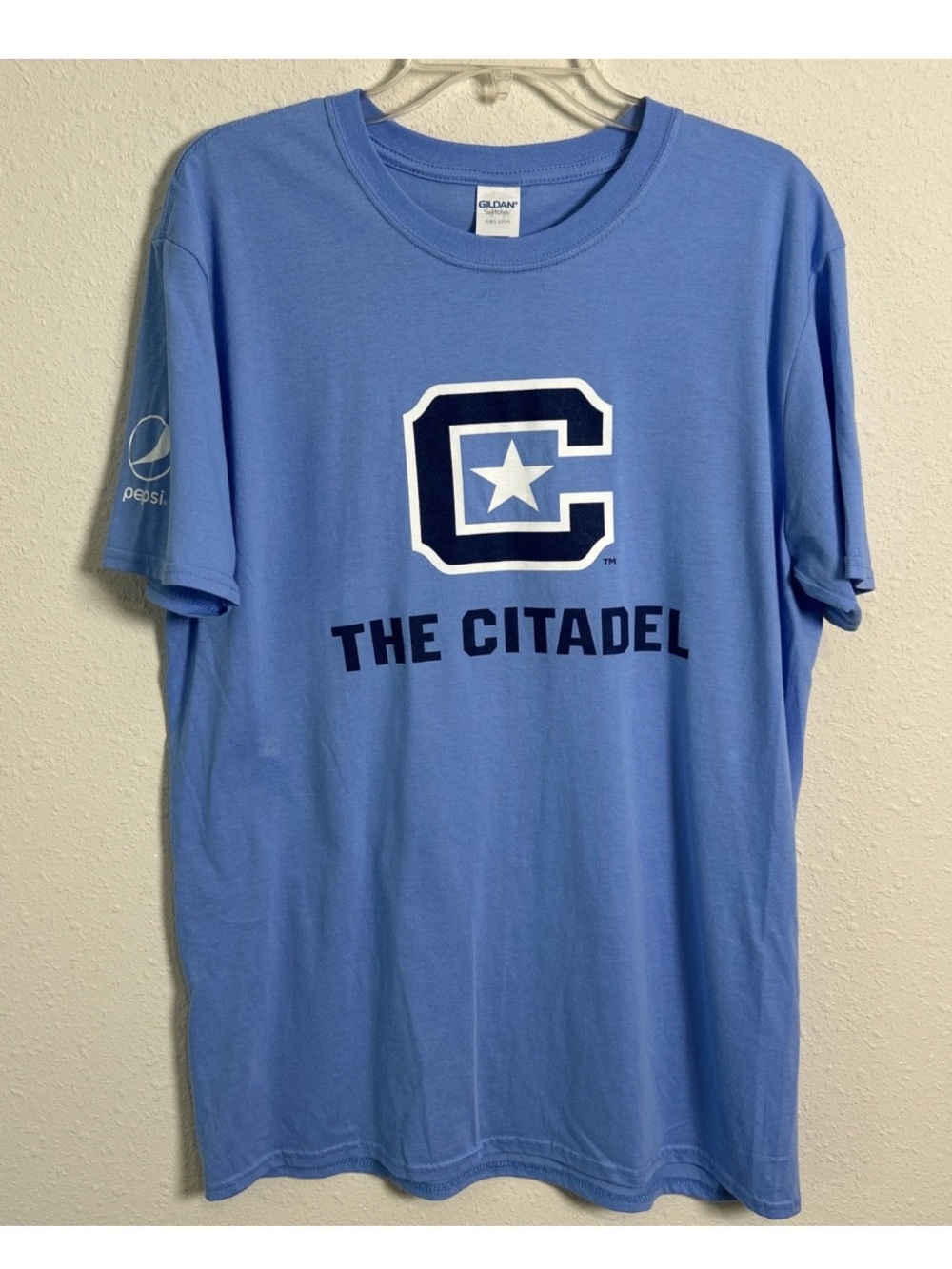 The Citadel x Pepsi Light Blue Bold Graphic Gildan Soft Style T-Shirt Men’s Lg
